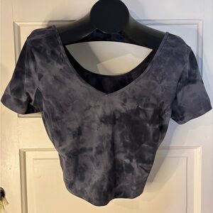 Lululemon Align Short Sleeve Crop Top Stylish Diamond Dye Gray Graphite 8